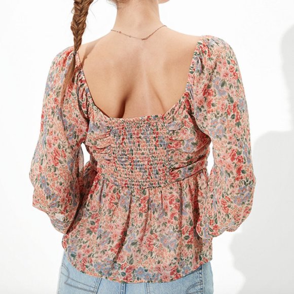 American Eagle Ruched Babydoll Top - Picture 2 of 6